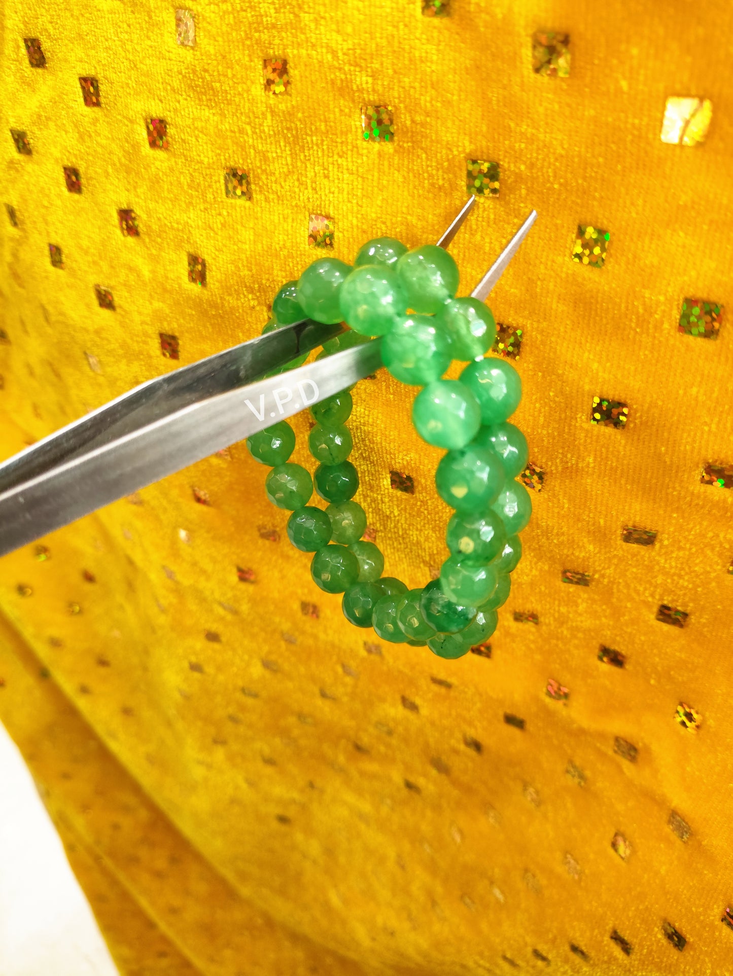 Green Aventurine Bracelet- For Prosperity in 10 mm Diamond Cut